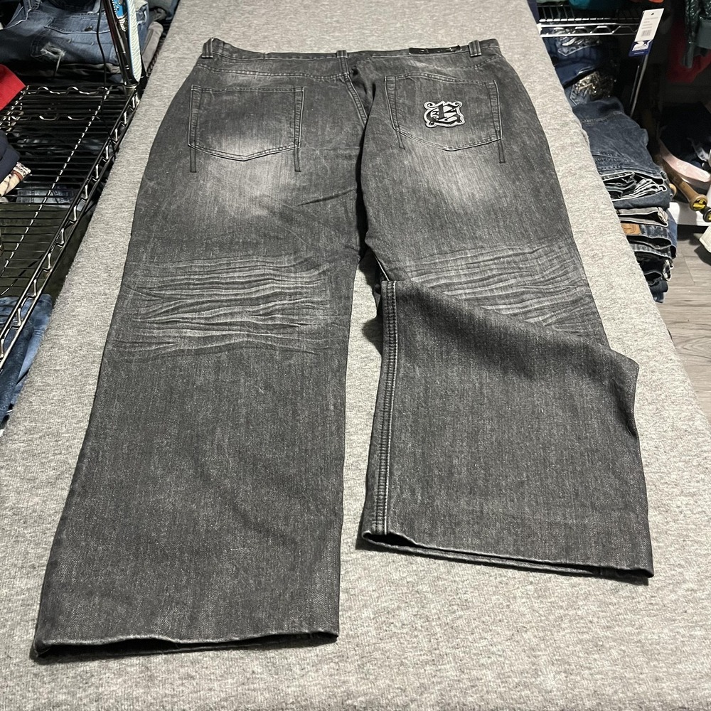 Eight 732 Jeans Mens 44x34 Gray Dark Wash Relaxed Straight Denim Casual